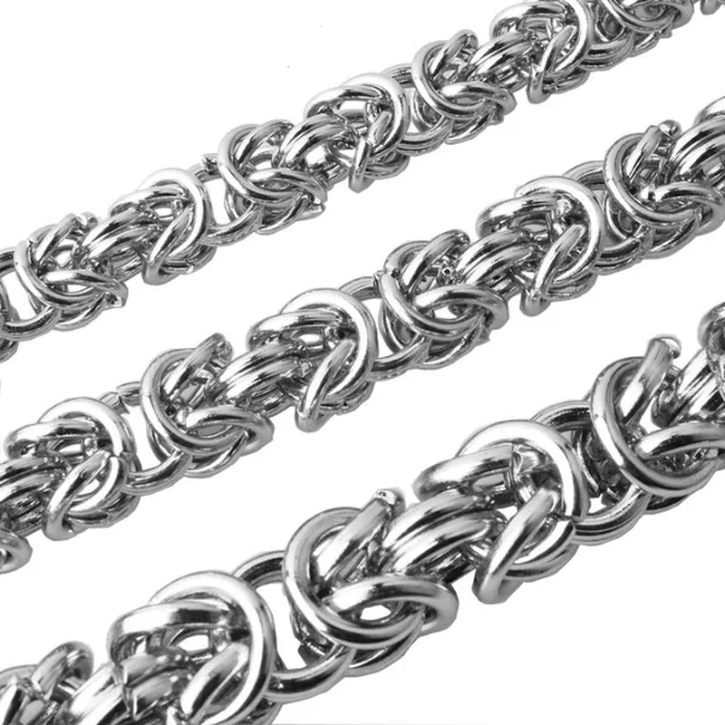 6/8/11Mm Men'S Jewelry Trendy Silver Stainless Steel Byzantine Chain Necklace Link Chain Necklace 16"-40" Bracelet 7"-11"