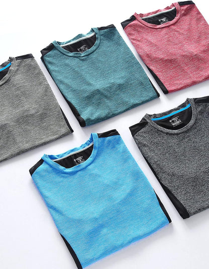 Pack of 5 Men'S Stretch Cool Dry Muscle Tank Tops Athletic Crewneck Sleeveless Workout Shirts