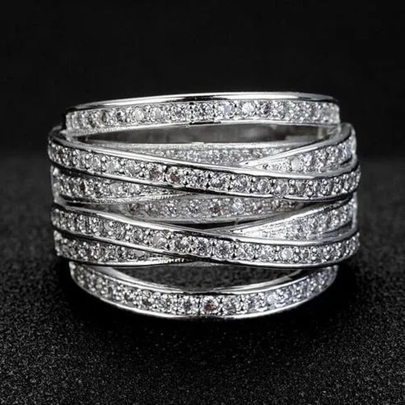 Fashion Jewelry 925 Sterling Silver Diamond White Sapphire Ring Size6-10