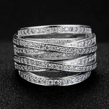 Fashion Jewelry 925 Sterling Silver Diamond White Sapphire Ring Size6-10