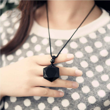 Women'S Necklaces Men'S Necklaces Pure Natural Obsidian Hexagon Pendant Necklace Adjustable Cord Gemstone Pendant Religious Jewelry for Men Women - WORLD TIME VISITS