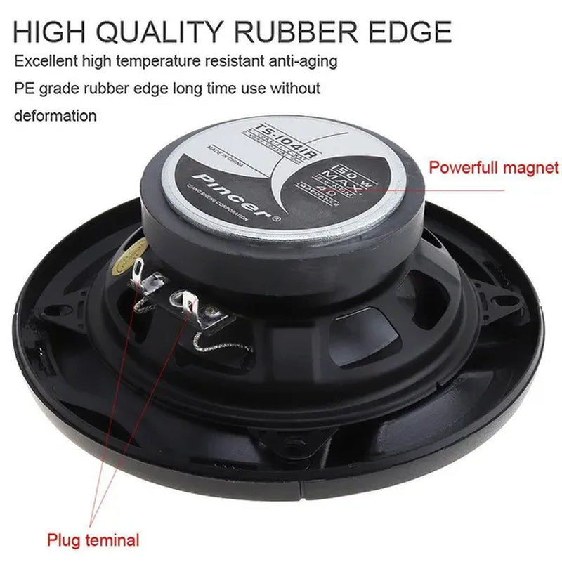 2Pcs 4 Inch 10Cm 150W Dual-Cone Car Coaxial Horn Audio Music Stereo Full Range Frequency Hifi Speakers Non-Destructive Installation