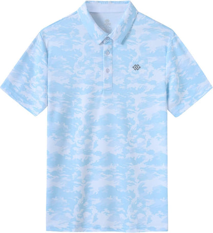 Men'S Camo Polo Golf Shirt Hiking Dry Fit Short Sleeve T-Shirts Pique Collared Polo Jersey
