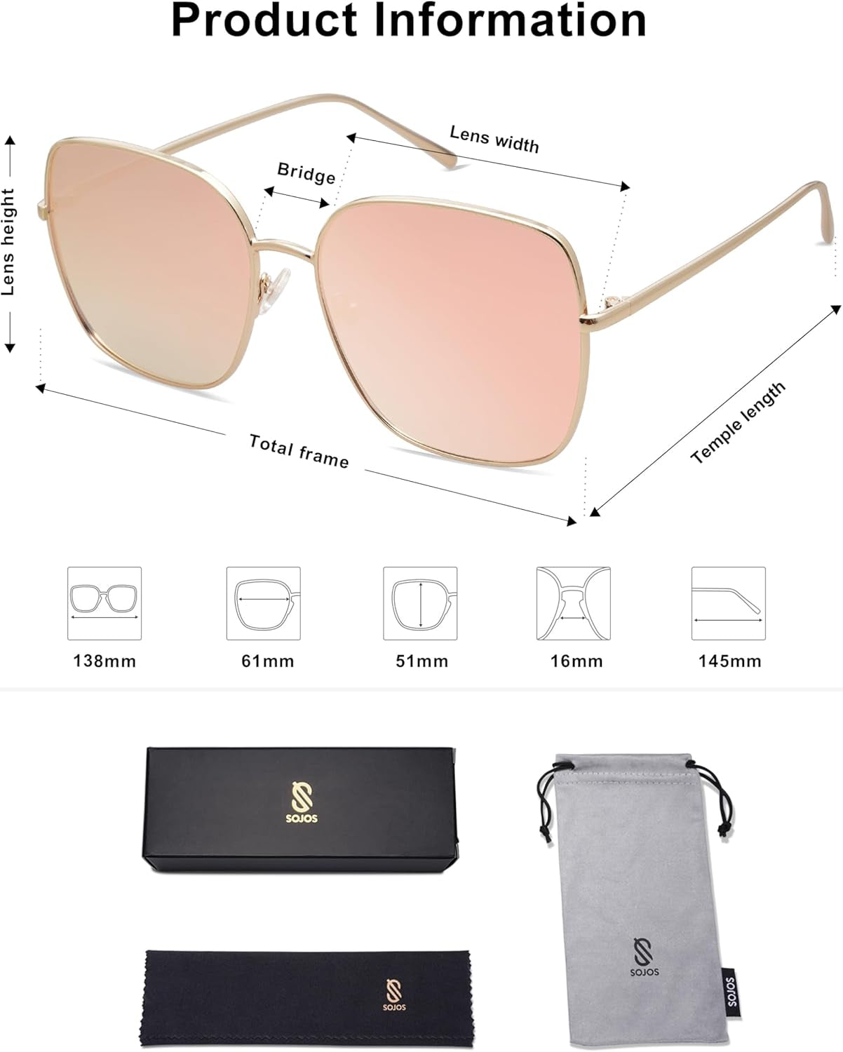 Trendy Oversized Square Metal Frame Sunglasses for Women Men Retro Big Flat Lens UV Protection Sunglasses SJ1146