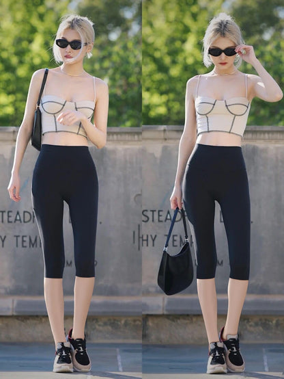 Women'S High Waisted Capri Buttery Soft Tummy Control No See through Workout Athletic Running Yoga Cycling - WORLD TIME VISITS
