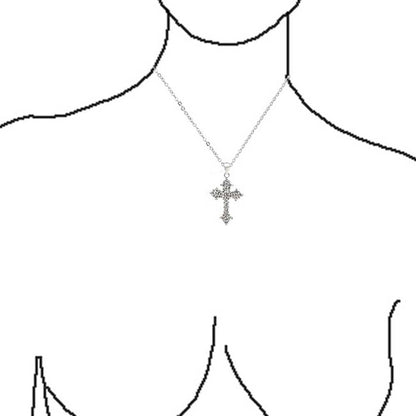 Elegant Bridal Cubic Zirconia Vintage Antique Style Migrain AAA CZ Christian Religious Cross Pendant Necklace for Women Teens .925 Sterling Silver