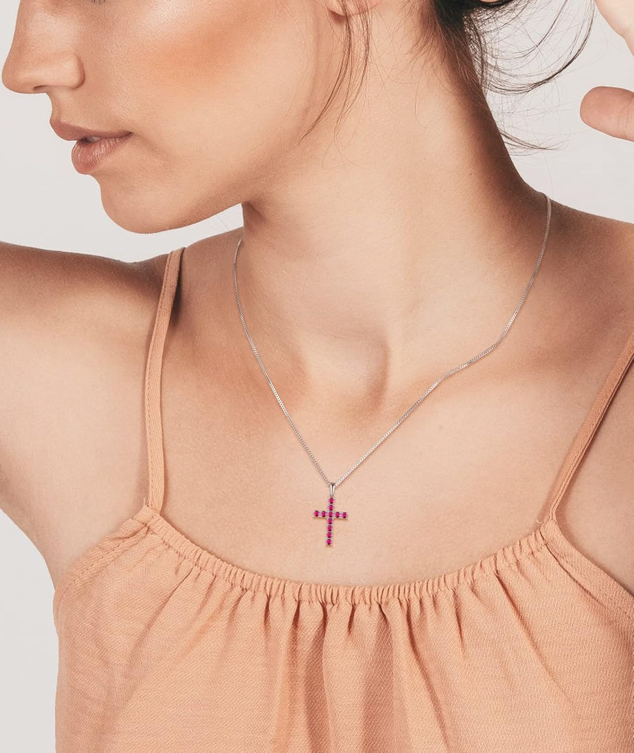 Women'S Cross Necklace 925 Sterling Silver Halo Crucifix Pendant Gemstones Criss Jewelry - WORLD TIME VISITS
