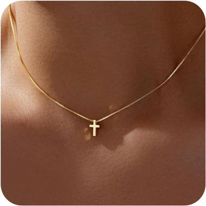 Cross Necklace for Women Girls, Dainty 14K Gold Silver Plated Cross Choker Pendant Jewelry Non Tarnish Waterproof Trendy Cute Simple Small Necklace Easter Christian Baptism Religious Faith Jewelry Gifts - WORLD TIME VISITS