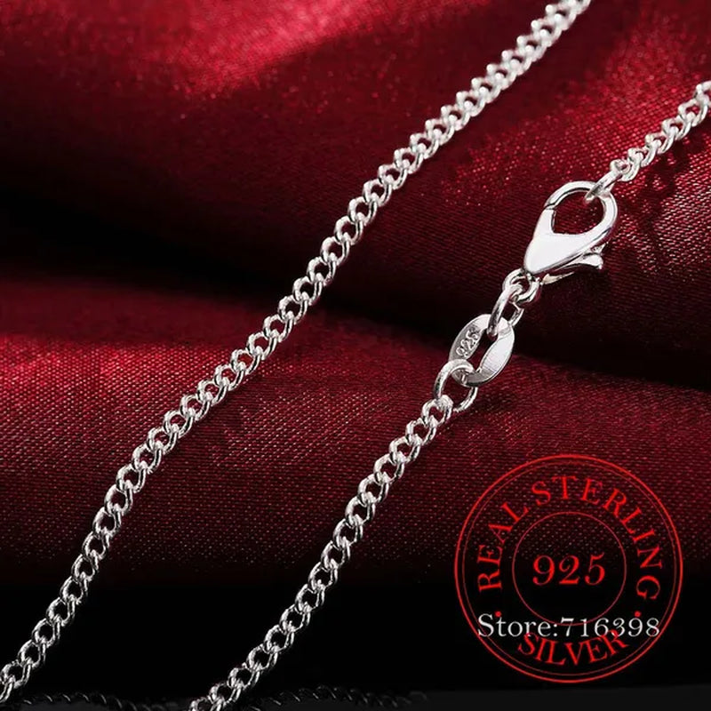 16-30inch Thin Real 925 Sterling Silver 2mm side chain Necklace Women Girls Kids Children 40-75cm Jewelry kolye collares collier