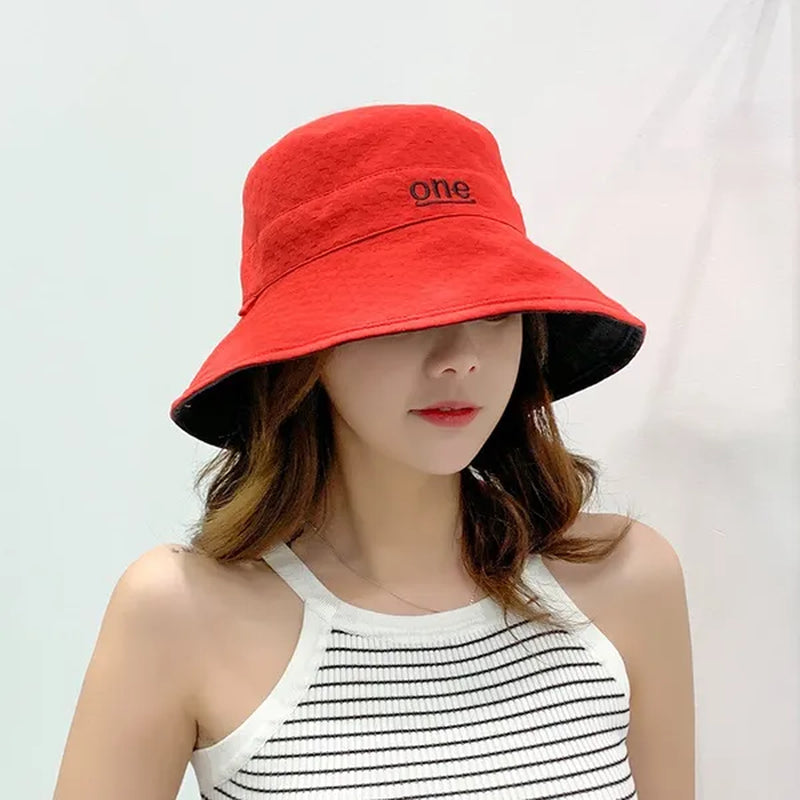 Fashion Letter embroidery Double Side Hats Vintage cotton Fisherman Hat Women Couple Sunhat Cap Hip Hop Punk Hat Outdoor Cap for Men Women Bucket Hat