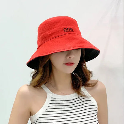 Fashion Letter embroidery Double Side Hats Vintage cotton Fisherman Hat Women Couple Sunhat Cap Hip Hop Punk Hat Outdoor Cap for Men Women Bucket Hat
