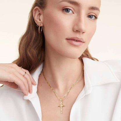 Cross Necklace for Women 14K Gold Cross Necklaces for Women Crucifix Necklace Gold Crosses Chain Pendant Necklaces for Woman 45Cm