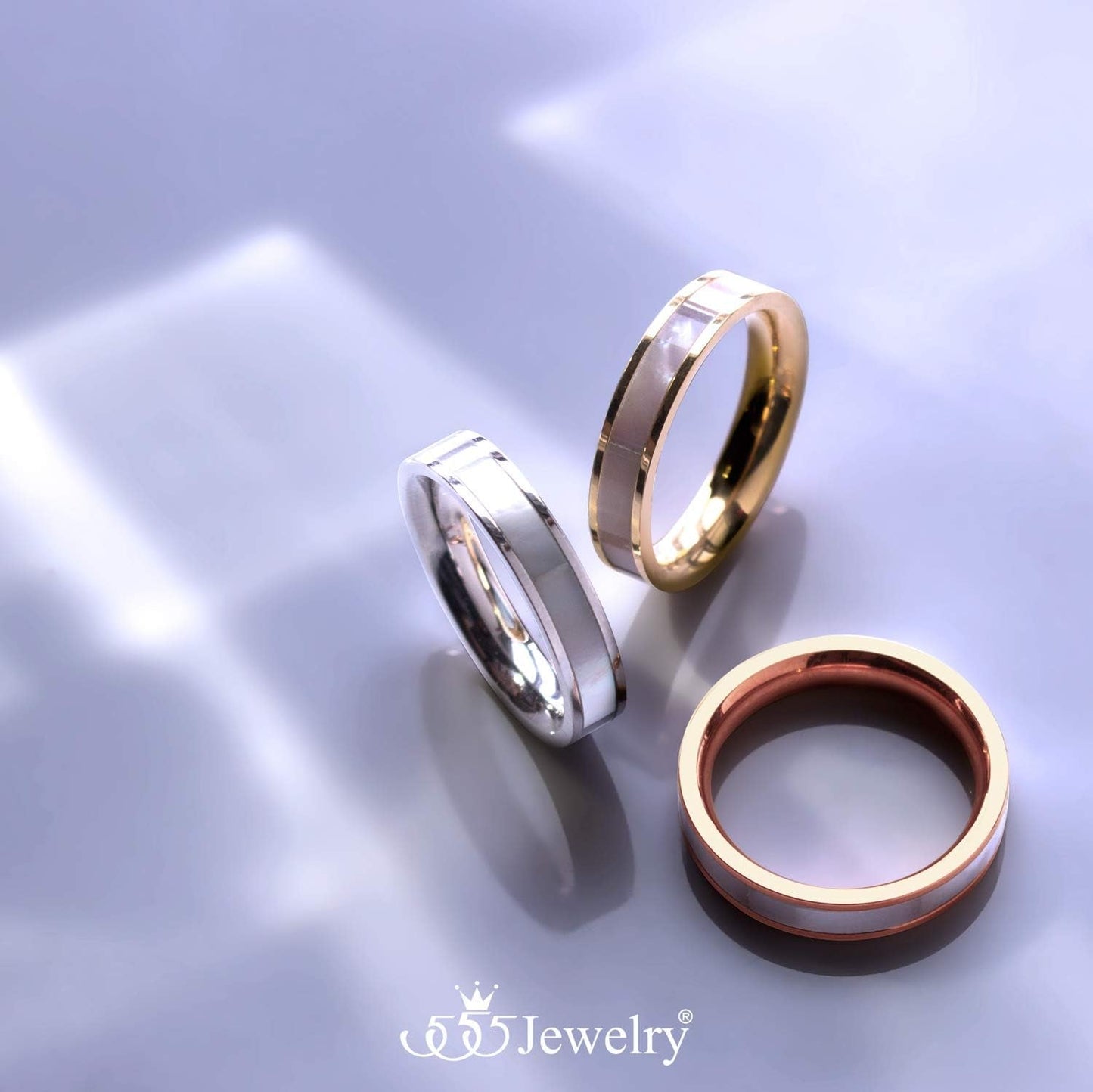4Mm Mother of Pearl Abalone Shell Inlay Band Ring for Women & Ladies