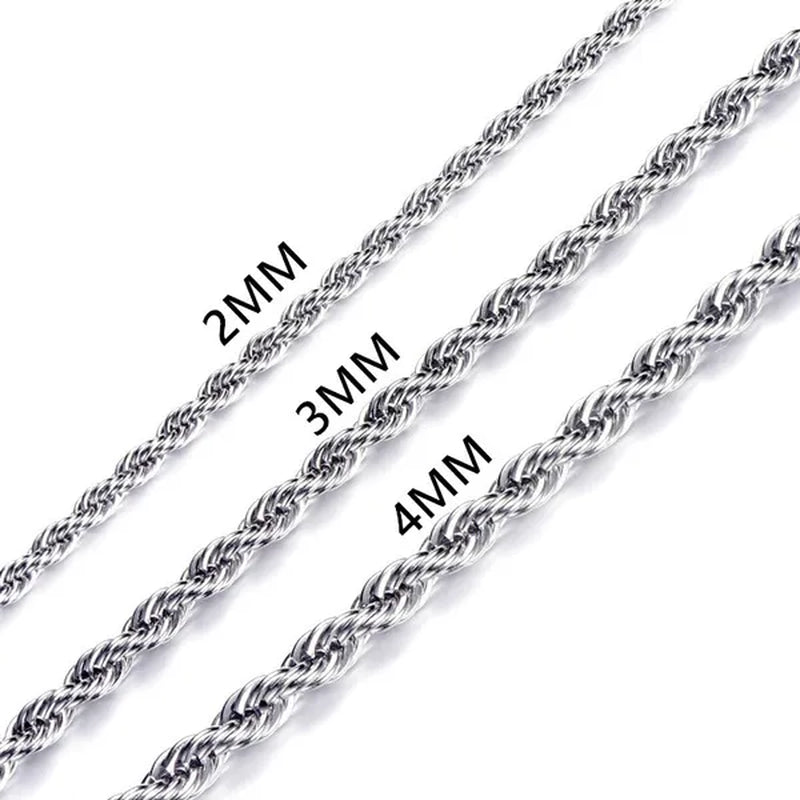 Diamond Cut 925 Sterling Silver Chain Rope Chain Italian Silver Necklace Chain for Women Men Super Shiny Durable 2MM-4MM