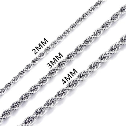 Diamond Cut 925 Sterling Silver Chain Rope Chain Italian Silver Necklace Chain for Women Men Super Shiny Durable 2MM-4MM
