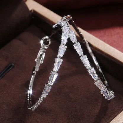 Fashion Women Hoop Earrings Micro Insert Zircon Diamond Earings Girl Banquet Party Big Circle Earrings Jewelry