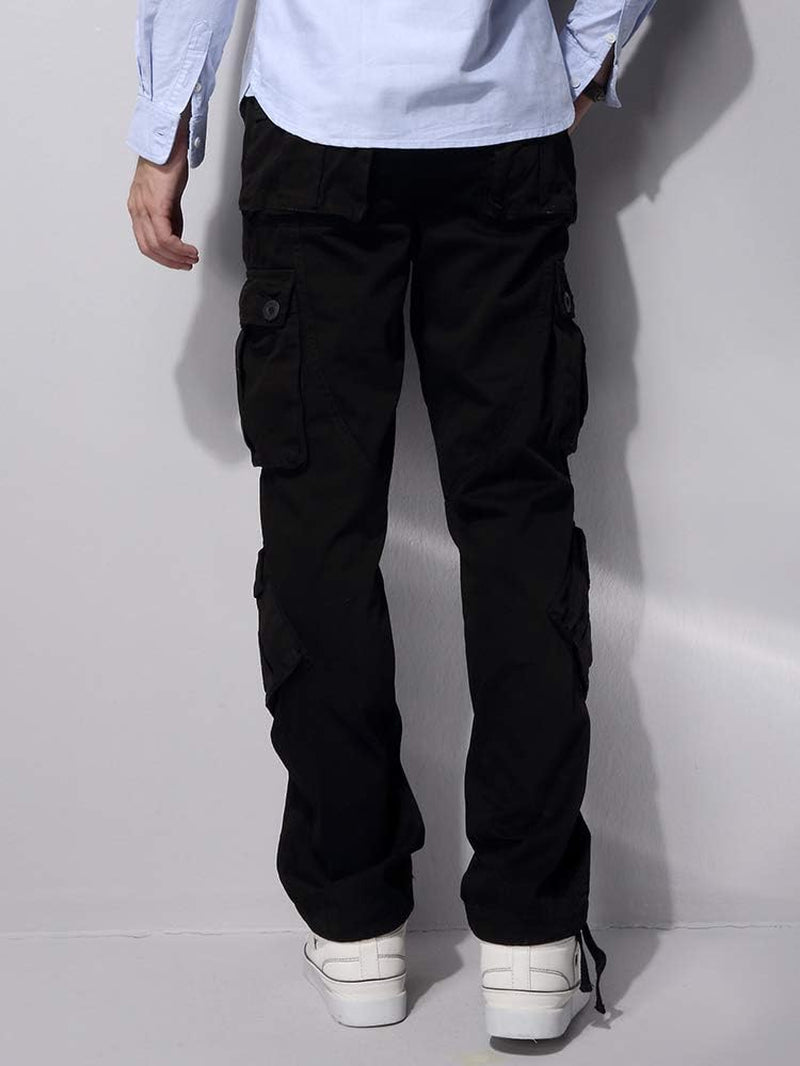 Men'S Cotton Casual Cargo Work Pants Baggy Camo Tactical Combat Trousers with 8 Pockets (No Belt)