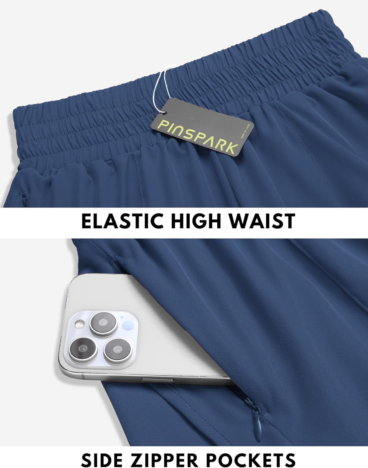 Women'S Athletic Shorts for Gym Workout Running Short with High Waisted Zip Pockets
