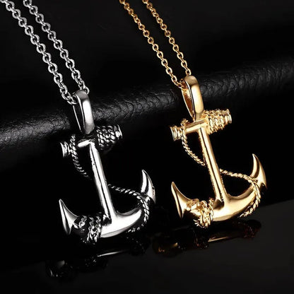 Tone Anchor Pendant Necklace Silver Plated Infinity Jewelry Anchor Men Fashion Design Simple Anchor