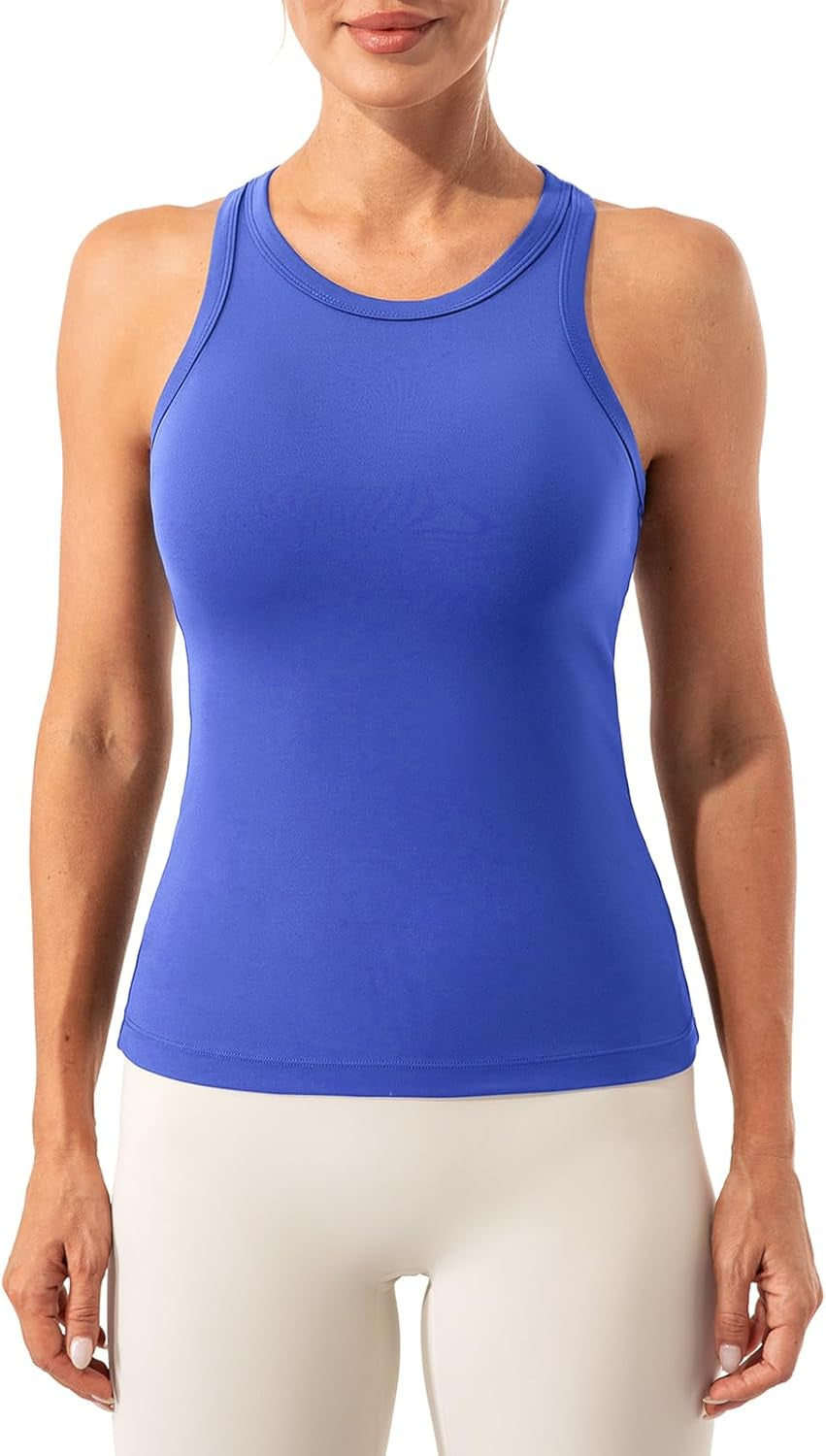 Women'S Racerback Workout Top - Crew Neck Active Running Yoga Tank Tops - WORLD TIME VISITS
