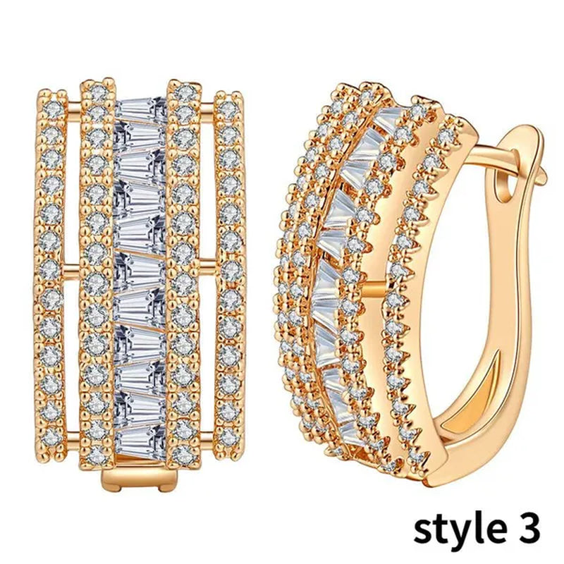Gold Hoop Earrings for Women 14K Gold Plated Earrings Silver Cubic Zirconia Statement Hoop Earrings
