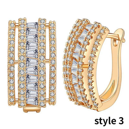Gold Hoop Earrings for Women 14K Gold Plated Earrings Silver Cubic Zirconia Statement Hoop Earrings