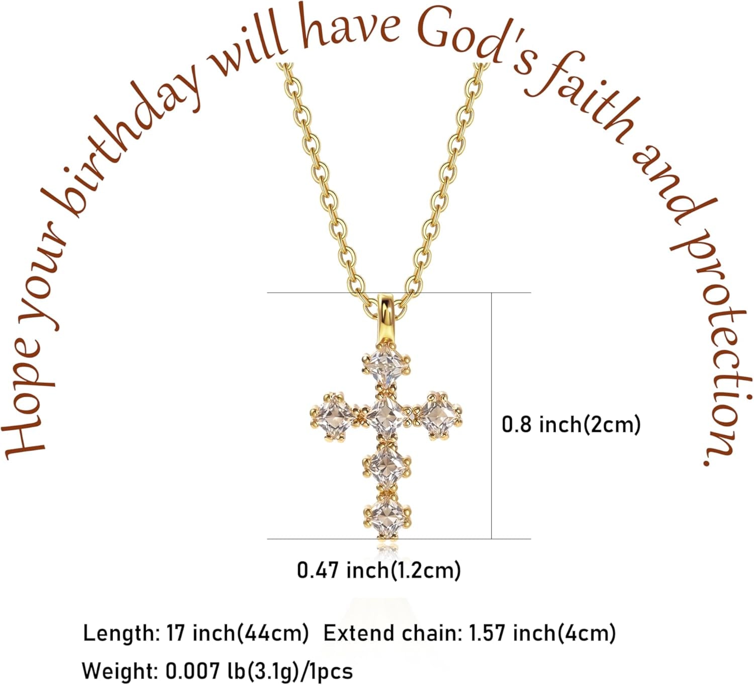 Cross Necklace for Women – 14K Gold Plated Dainty Diamond Necklaces Birthday Gift for Mothers Cubic Zirconia Faith Jewelry, First Communion, Birthstone Necklaces - WORLD TIME VISITS