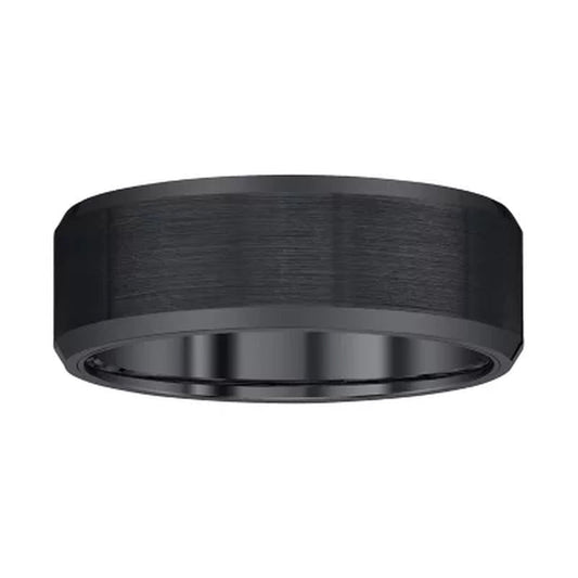 Men'S 8Mm Black Tungsten Band with Satin Finish - WORLD TIME VISITS
