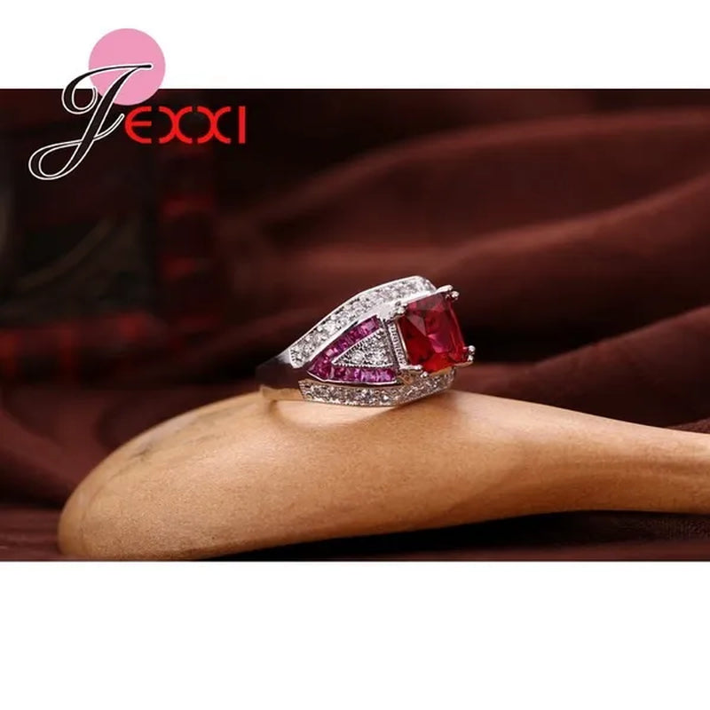 Fashion Elegant Anniversary Rings For Lady Rose CZ  925 Sterling Silver Wedding Engagement Ring Jewelry Gift