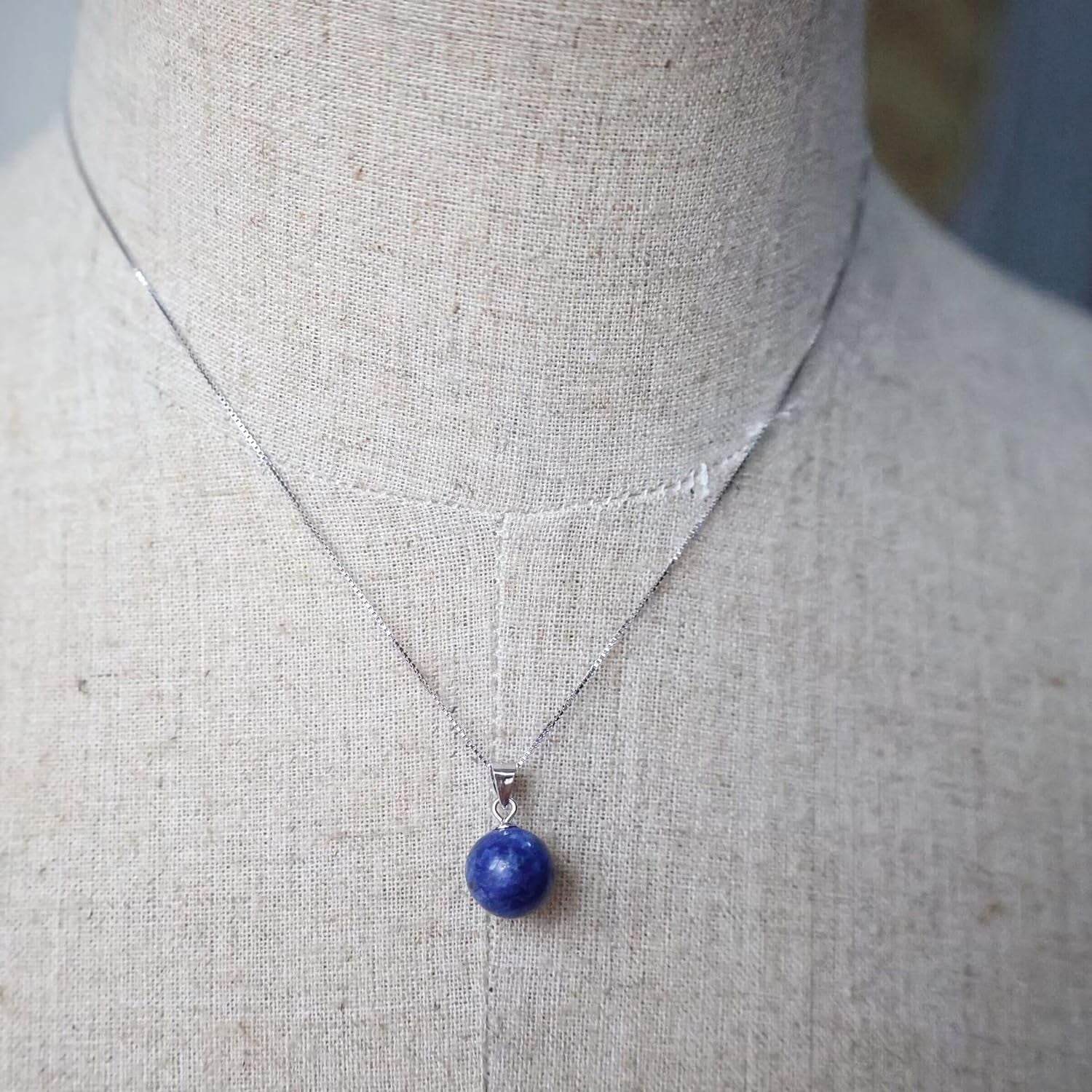 Adjustable 925 Sterling Silver Plated with 18K White Gold Lapis Lazuli Necklace for Women - Handmade Crystal Pendant Jewelry | December Birthstone(Lapis-Lazuli) - WORLD TIME VISITS