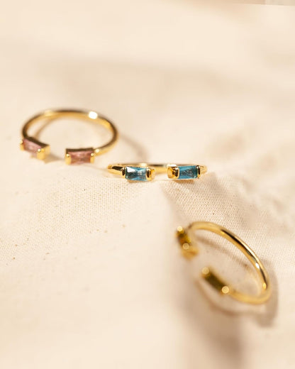 Gold Birthstone Rings for Women Non Tarnish 14K Gold Plated Stackable Rings Dainty CZ Adjustable Gemstone Emerald Green Stacking Open Thumb Ring Wedding Promise Rings Birthday Jewelry Gifts
