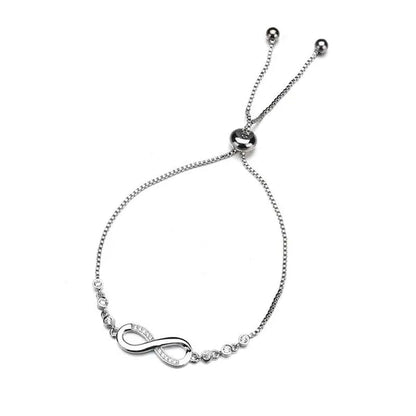 1Pc New Arrival 925 Sterling Silver Charm Bracelet Jewelry  Infinity Eight Crystal Diamond Link Chain Bracelet Ankle Bracelets for Women