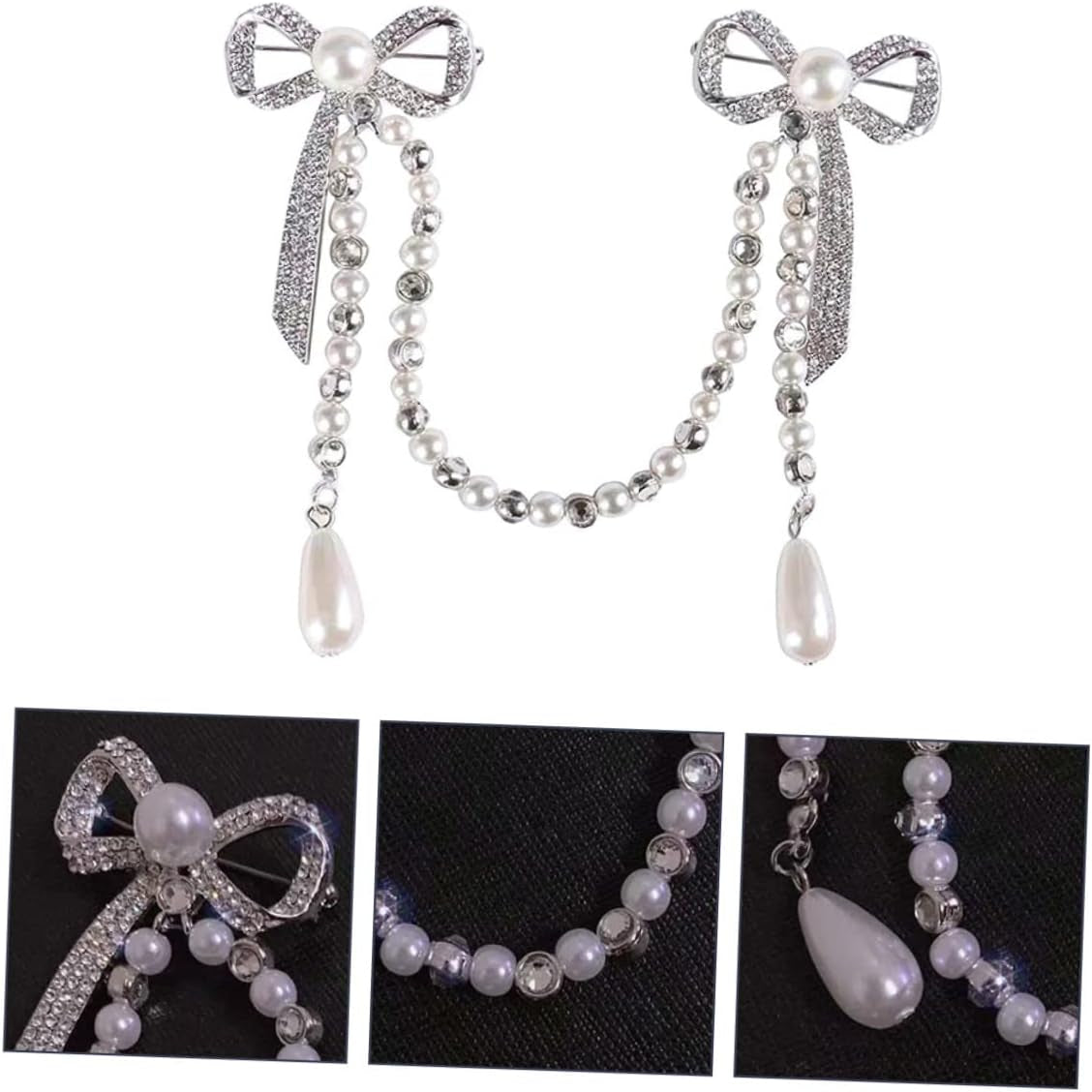 Diamond Tassel Pearl Brooch Chain Alloy Shiny Corsage Women'S Unique Brooch for Parties and Daily Wear