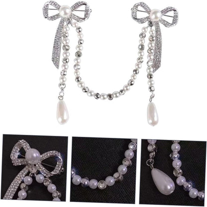 Diamond Tassel Pearl Brooch Chain Alloy Shiny Corsage Women'S Unique Brooch for Parties and Daily Wear