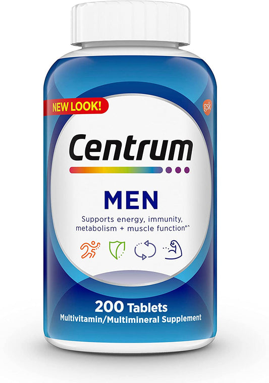 Multivitamin for Men, Multivitamin/Multimineral Supplement with Vitamin D3, B Vitamins and Antioxidants, Gluten Free, Non-Gmo Ingredients - 200 Count