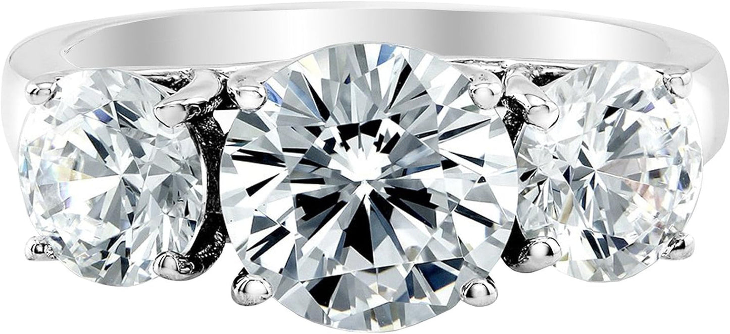 3 Three Stone round Diamond Engagement Ring 14K White Gold (Value Collection) - WORLD TIME VISITS