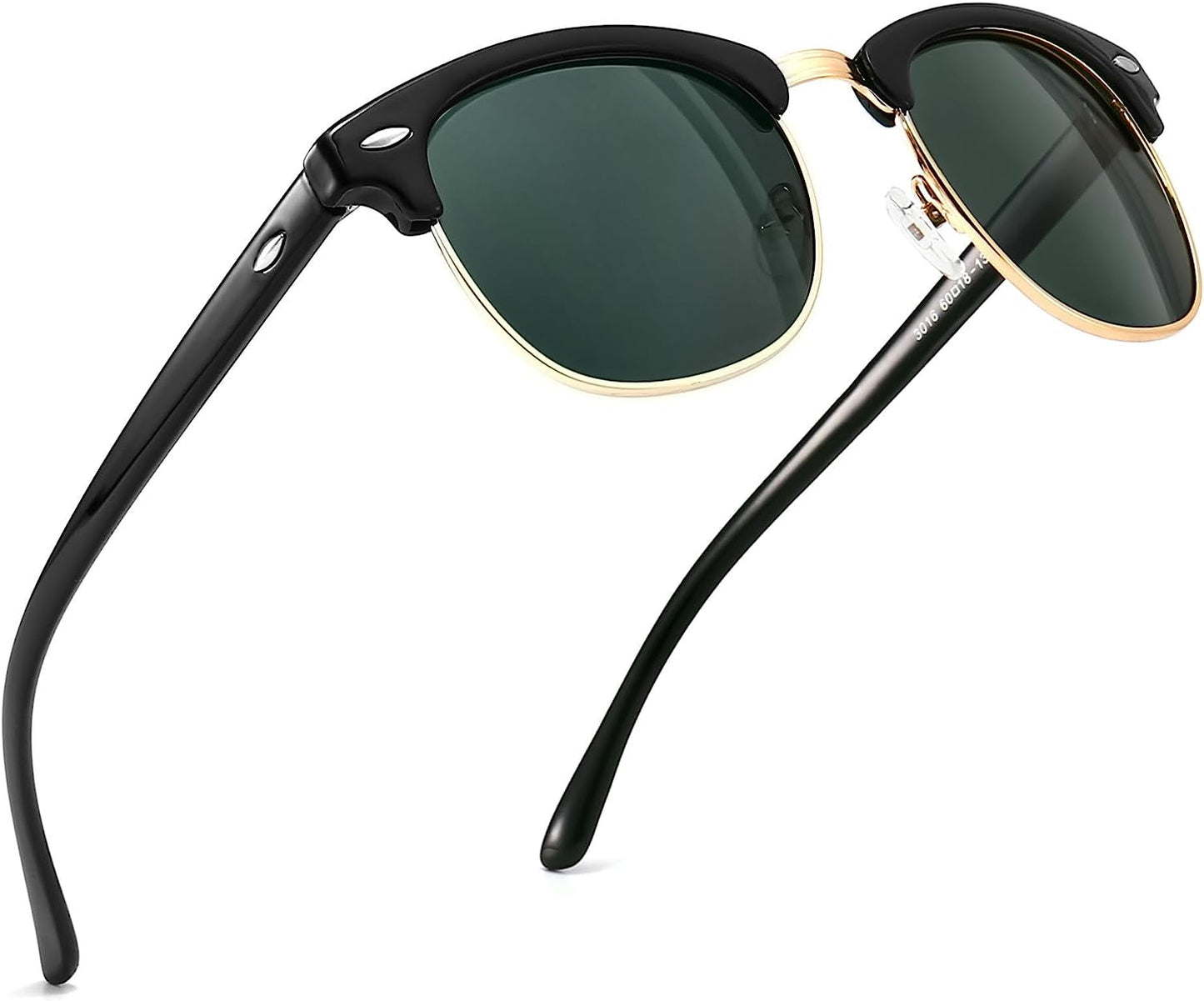 Polarized Sunglasses for Men and Women, Classic Half-Frame Retro Shades for Driving, Travel, and Outdoor Activities