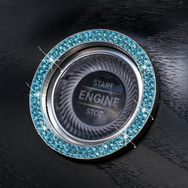 New Car One-Key Engine Start Stop Ignition Push Button Decorative Circle Ring Keyless Cover Trim Crystal Diamond Parts Decorate
