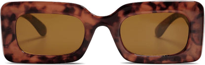 Retro 90S Nude Rectangle Sunglasses Womens Mens Trendy Chunky Glasses