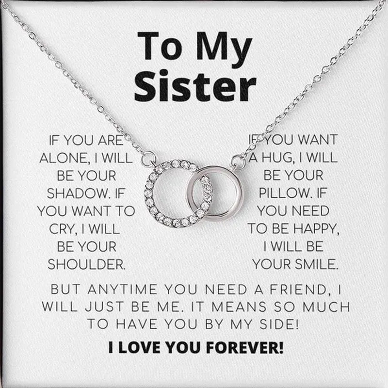 To My Sister 925 Sterling Silver Cubic Zirconia Perfect Pair Necklace Message Card Gifts Sister Necklace Sister Gifts