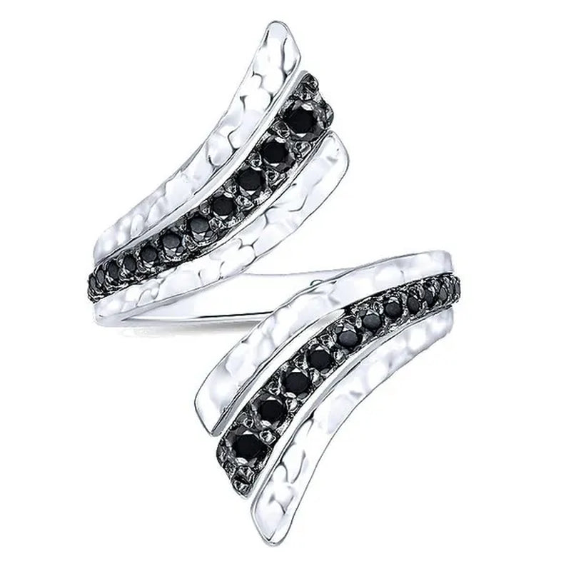 Women'S Classic Creative Black and White Diamond Ring Ring 925 Silver Lady Ring - WORLD TIME VISITS