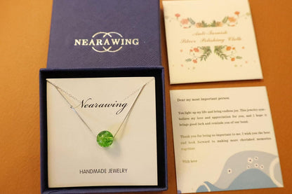 August Birthstone Elegant Silver Necklace for Women with Green Peridot Pendant - Handmade Crystal Birthstone Jewelry(Peridot)