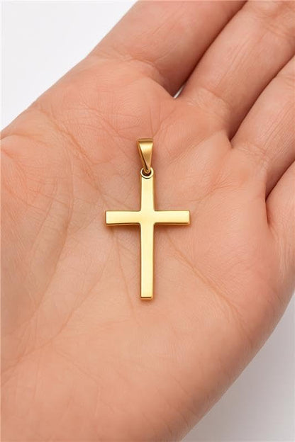 Italian Plain 10K Solid Gold Cross Pendant for Men & Women - Real 10K Yellow Gold Cross Pendants for Women Religious Faith Catholic Jewelry Gift Box Packaging