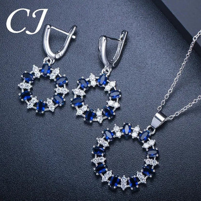 CANDICE Oval Yellow Platinum Plated Costume Party Jewelry Set Fashion Hollow Out Round Dangle Necklace Hoop Earrings with Silver Plated for Women Accessories
