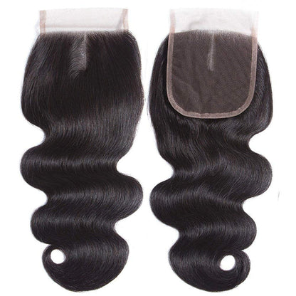 Beauty Princess Body Wave Human Hair 3 Bundles with Closure Double Weft 10A Brazilian Hair Bundles with Closure (14/16/18+12Inch, 3 Bundles with Closure)