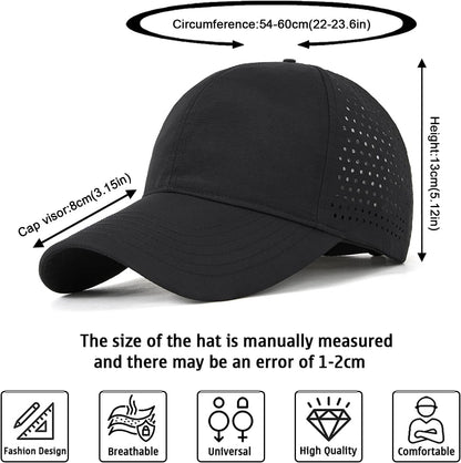 Enwokran Men Quick Dry Sport Baseball Cap, Athletic Fitted Cap Mesh Adjustable Plain Hat Running Trucker Hat for Women