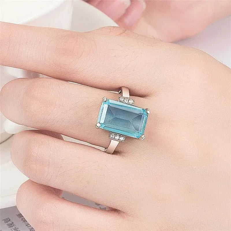 Fashion Princess engagement jewelry 16.42ct natural Aquamarine multicolor wedding commitment ring size 5-11