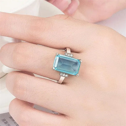 Fashion Princess engagement jewelry 16.42ct natural Aquamarine multicolor wedding commitment ring size 5-11
