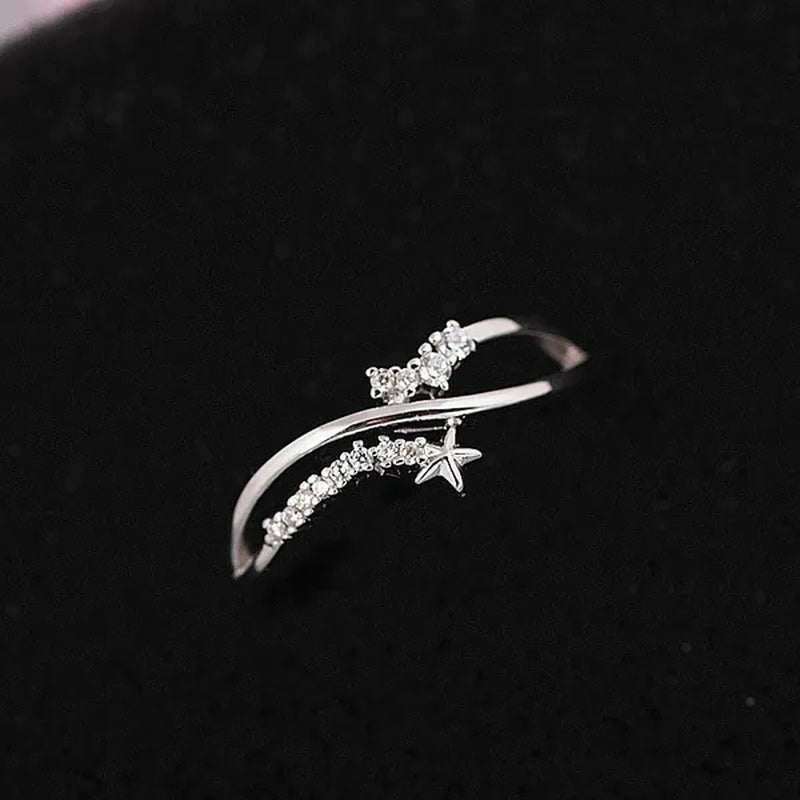 Women Small and Exquisite 925 Sterling Silver Color Morningstar Bright Diamonds Thin Ring Party Courtship Proposal Rings
