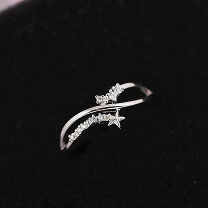 Women Small and Exquisite 925 Sterling Silver Color Morningstar Bright Diamonds Thin Ring Party Courtship Proposal Rings